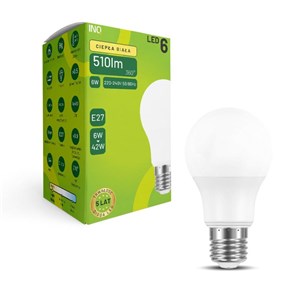 LED E27 6 A60 KULA zimna 510lm 830